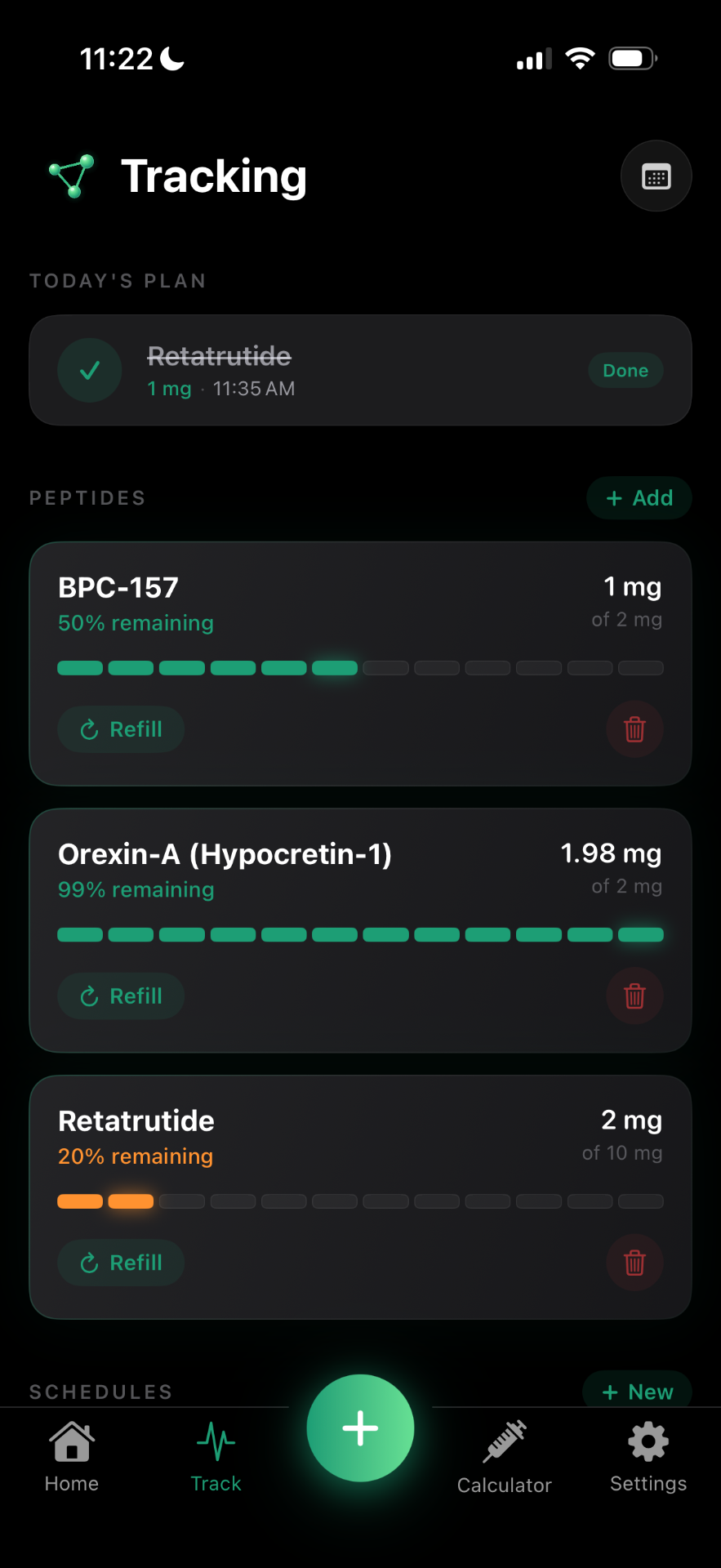 PepKit Tracking screen
